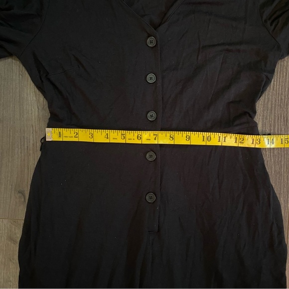 Gap Jumpsuit black button front jersey material stretchy - Picture 10 of 13
